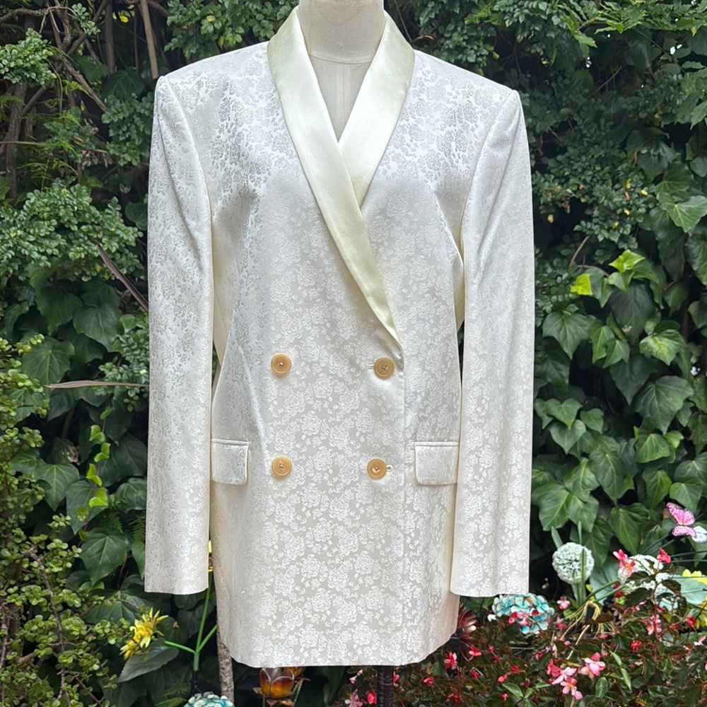 The Row Ivory Floral Jacquard Double-breasted Blazer Sz.XS